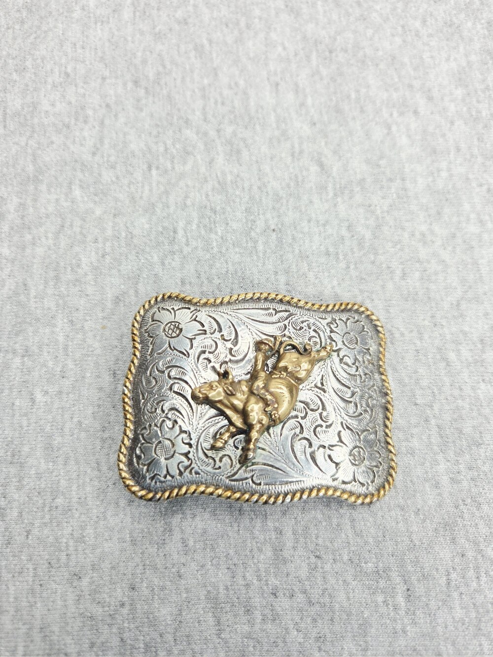 Nocona Youth Bull Rider Silver & Brass Western Belt Buckle